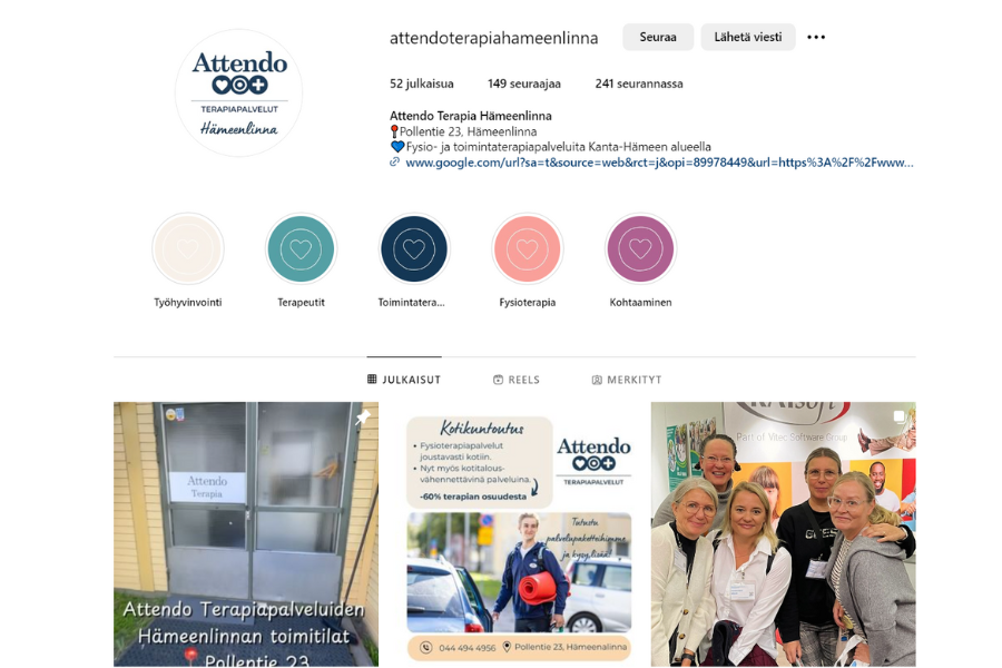 Attendo Terapia Hämeenlinna on myös instagramissa. Tervetuloa tutustumaan meidän arkeen!