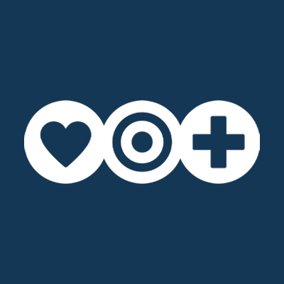 Attendon logosymbolit valkoisena sinisellä taustalla