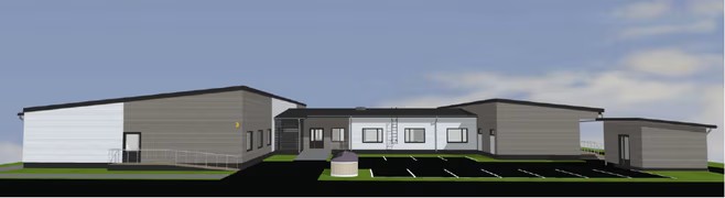 Havainnekuva ulkopuolelta Attendon uudesta kehitysvammaisten kodista Porista